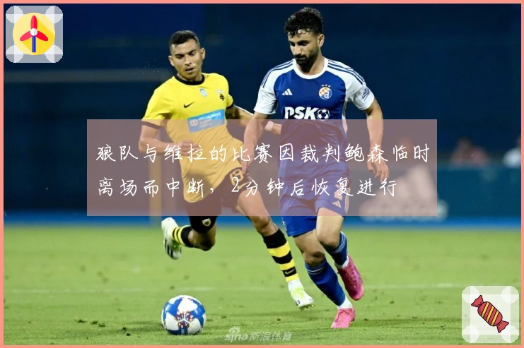 狼队与维拉的比赛因裁判鲍森临时离场而中断，2分钟后恢复进行